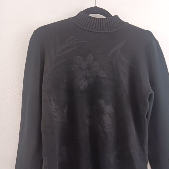 Vivi black cowl neck floral print viscose sweater size M - Picture 3 of 7